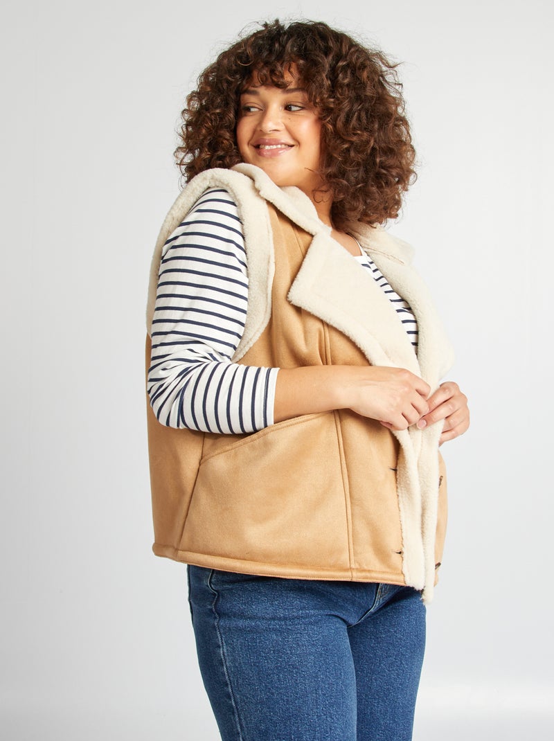 Chaleco efecto borreguito MARRON - Kiabi