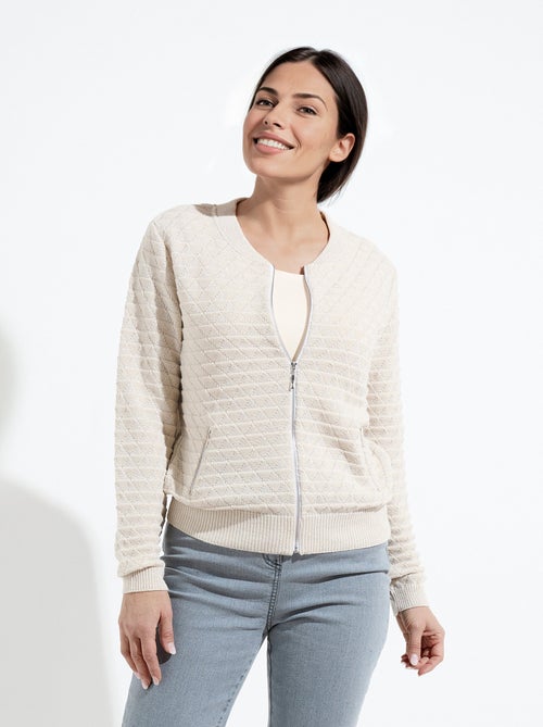 Chaleco estilo bomber con cremallera y punto brillante - Afibel - Kiabi