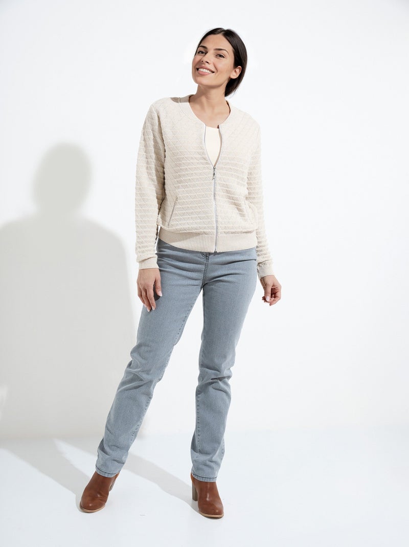 Chaleco estilo bomber con cremallera y punto brillante - Afibel Beige - Kiabi