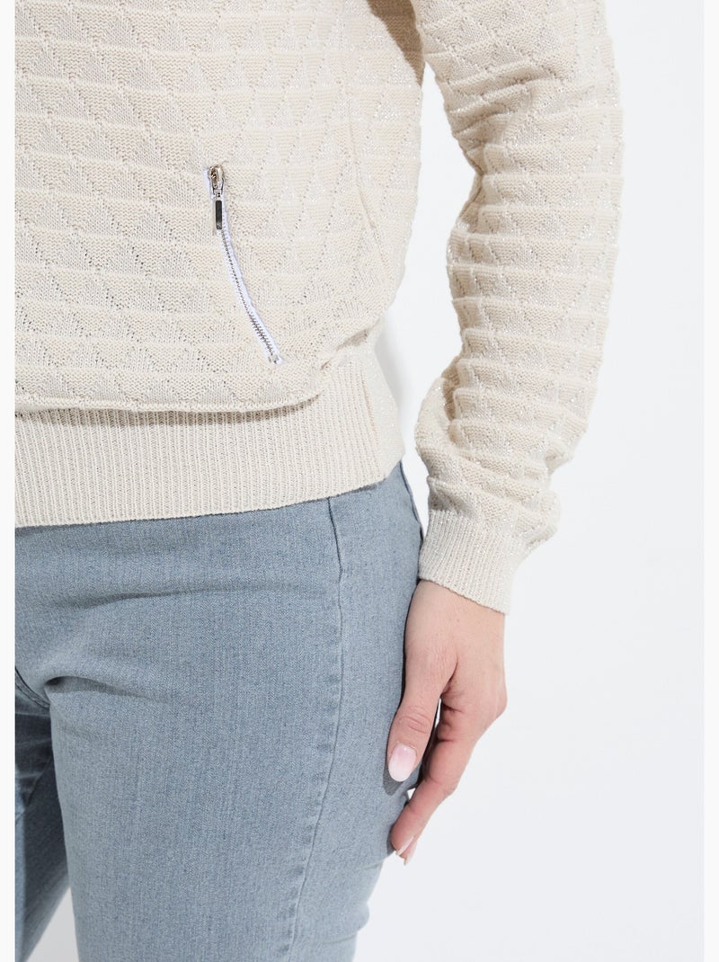Chaleco estilo bomber con cremallera y punto brillante - Afibel Beige - Kiabi