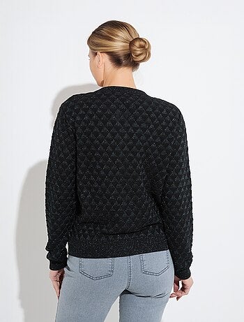 Chaleco estilo bomber con cremallera y punto brillante - Afibel