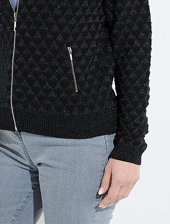 Chaleco estilo bomber con cremallera y punto brillante - Afibel