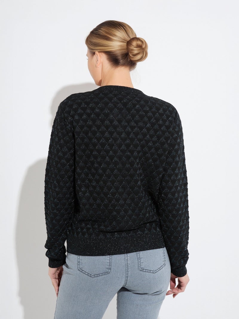 Chaleco estilo bomber con cremallera y punto brillante - Afibel Negro - Kiabi
