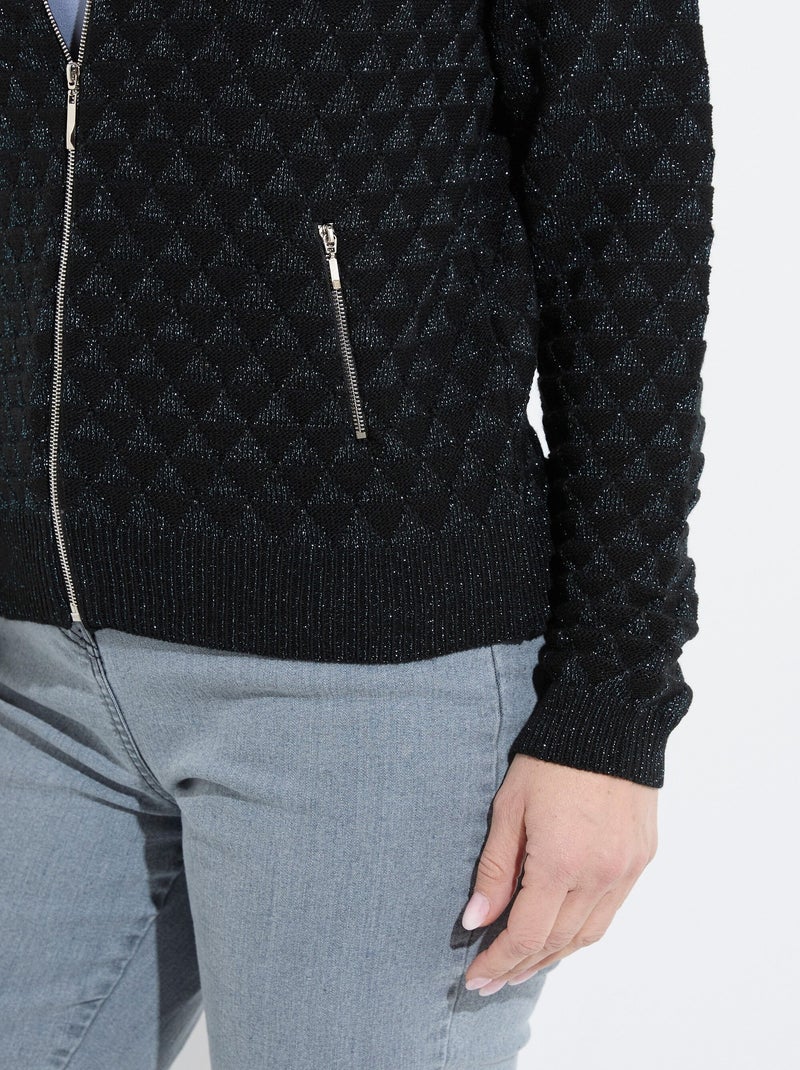 Chaleco estilo bomber con cremallera y punto brillante - Afibel Negro - Kiabi