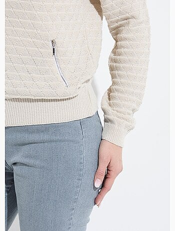 Chaleco estilo bomber con cremallera y punto brillante