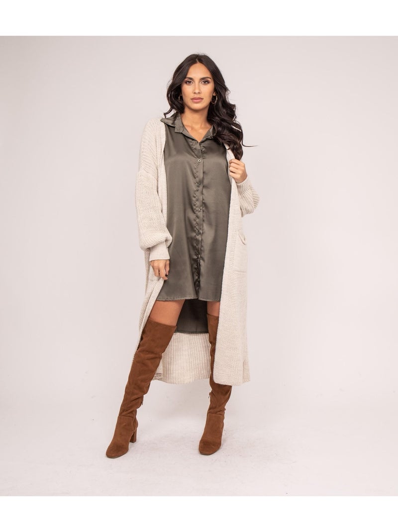 Chaleco largo abierto KILIAN Beige - Kiabi