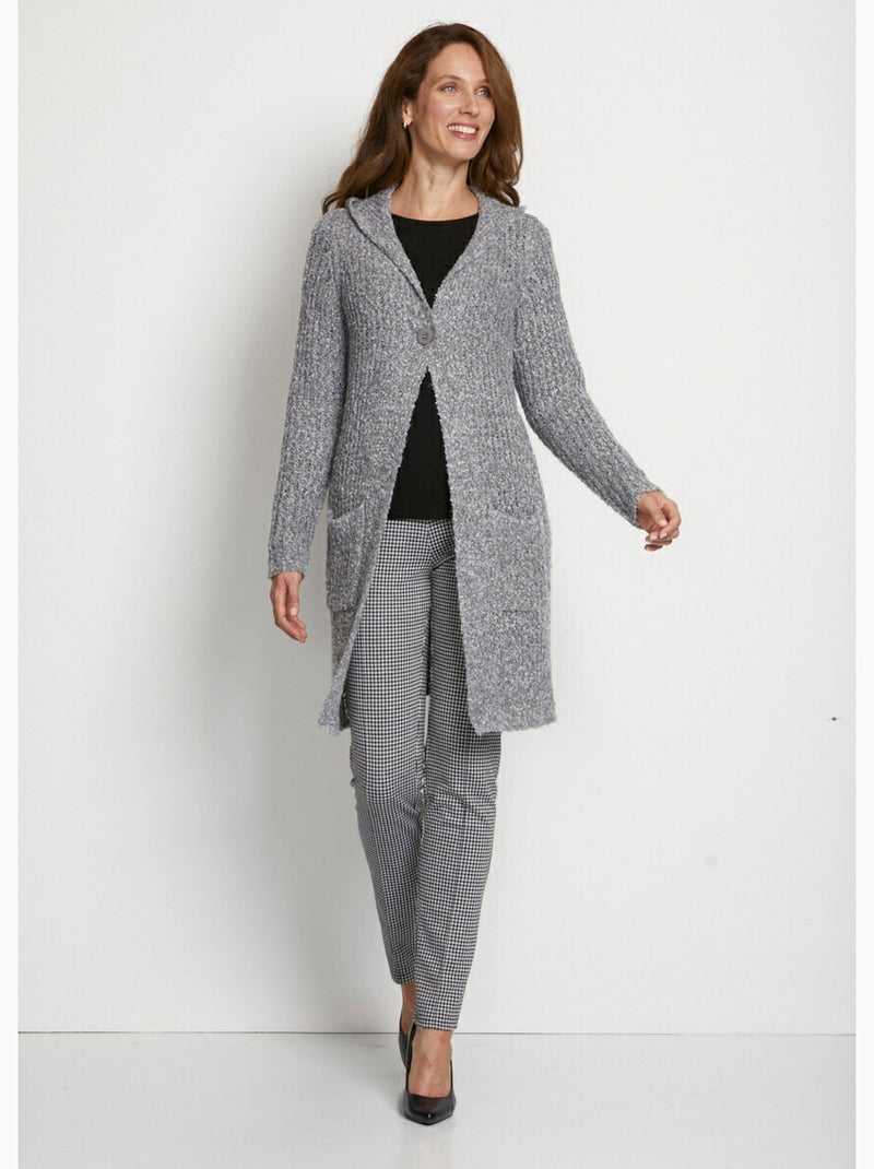 Chaleco largo con capucha - Afibel Gris - Kiabi