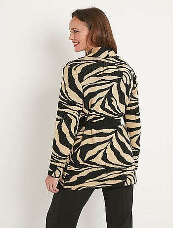 Chaleco largo de piel de animal en jacquard, de borde a borde - Afibel