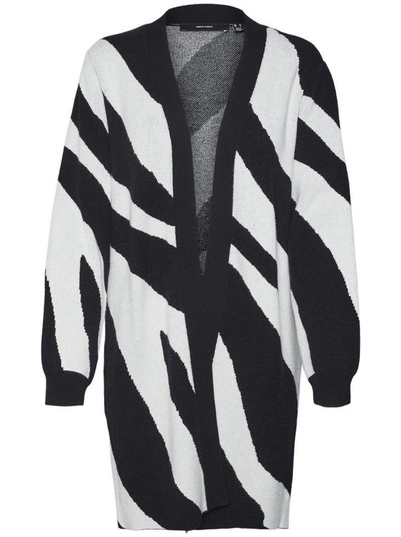 Chaleco largo estampado vero moda para mujer Negro Blanco - Kiabi
