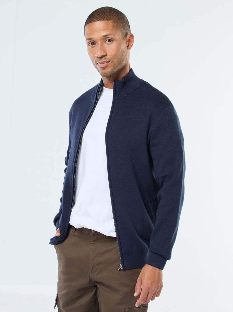 Chaleco liso con cremallera y cuello alto Azul - Kiabi