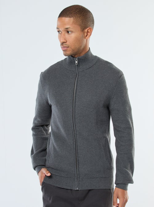 Chaleco liso de punto con 2 bolsillos y cuello alto - Kiabi