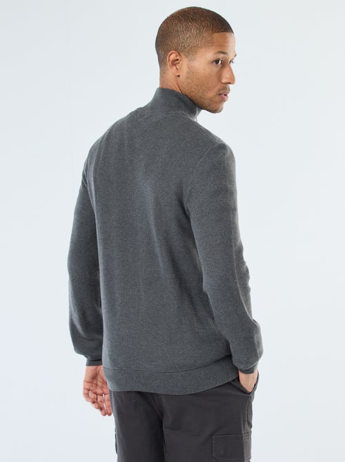 Chaleco liso de punto con 2 bolsillos y cuello alto - Kiabi