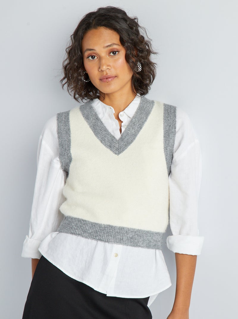 Chaleco motivo jacquard GRIS - Kiabi