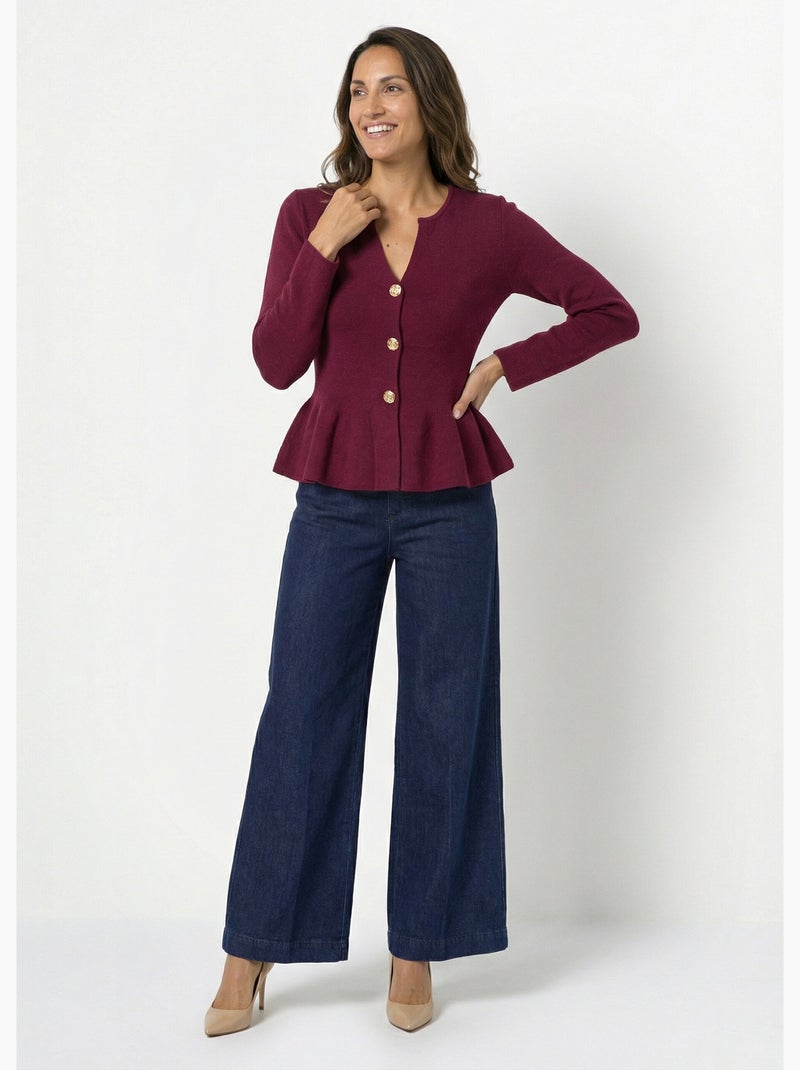 Chaleco peplum con botones metálicos - AFIBEL Burdeos - Kiabi