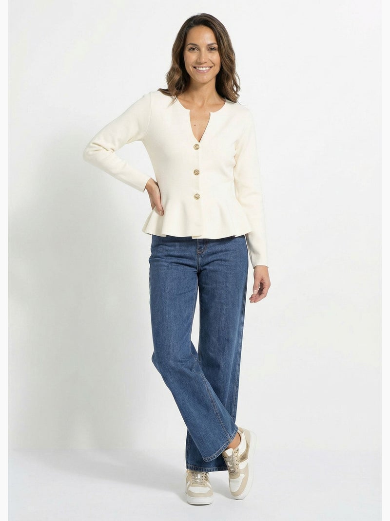 Chaleco peplum con botones metálicos - AFIBEL Crudo - Kiabi