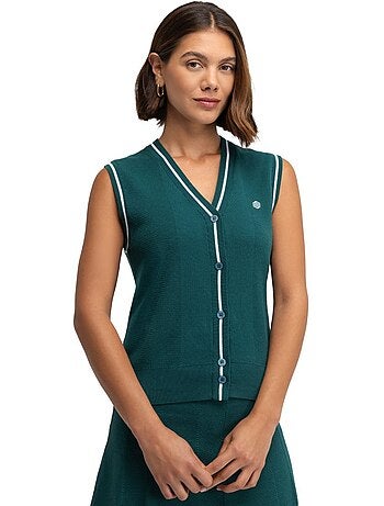 Chaleco punto golf cuello de pico mujer golf mujer zaharias teal