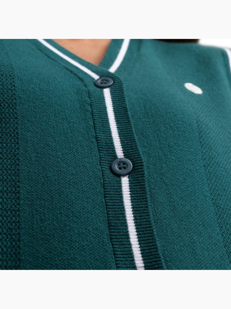 Chaleco punto golf cuello de pico mujer golf mujer zaharias teal Verde - Kiabi