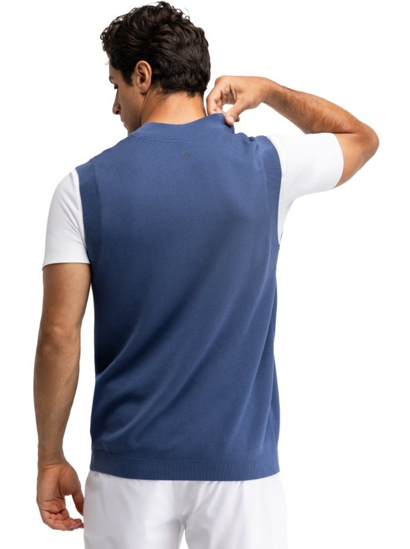 Chaleco punto tenis cuello de pico hombre tenis hombre serve Azul - Kiabi