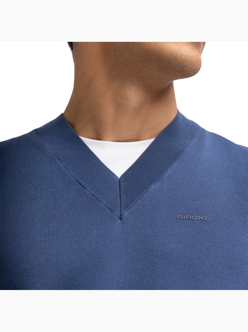 Chaleco punto tenis cuello de pico hombre tenis hombre serve Azul - Kiabi