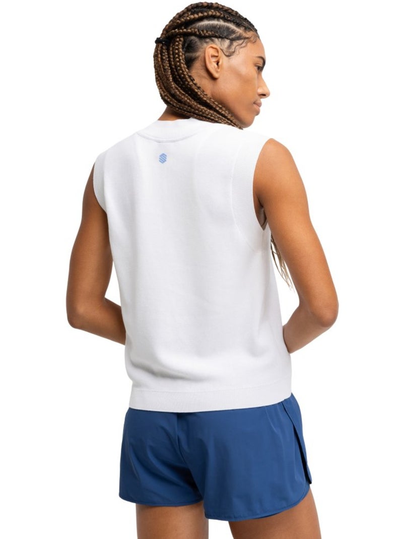 Chaleco punto tenis cuello de pico mujer tenis mujer smash Blanco - Kiabi