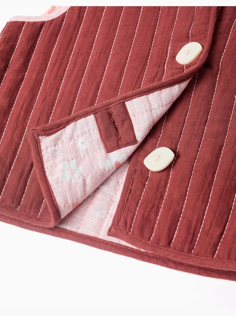 Chaleco reversible acolchado y con motivo floral Marrón - Kiabi