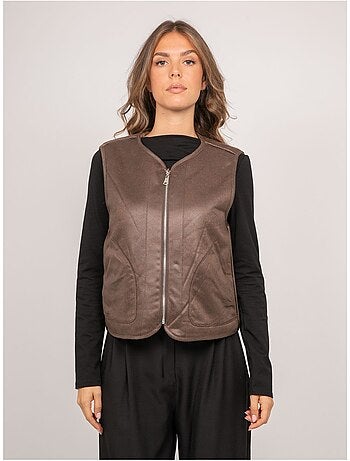 Chaleco reversible de antelina y pelo sintético umiya