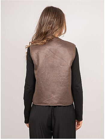 Chaleco reversible de antelina y pelo sintético umiya