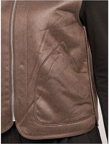 Chaleco reversible de antelina y pelo sintético umiya