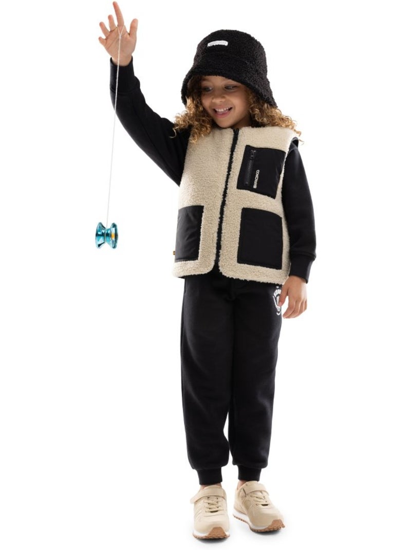 Chaleco reversible de sherpa y acolchado niña lifestyle niños y niñas tiny-g Negro - Kiabi