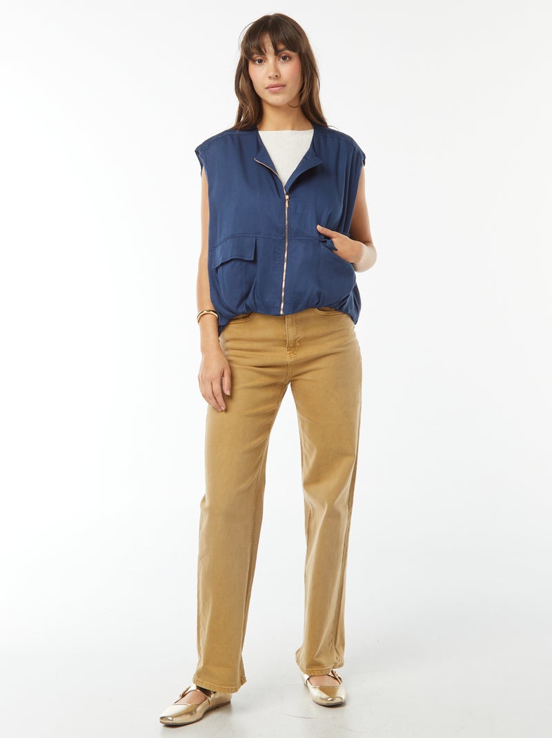 Chaleco satinado con cremallera Azul - Kiabi