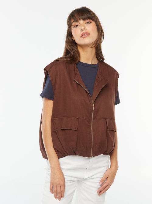 Chaleco satinado con cremallera - Kiabi