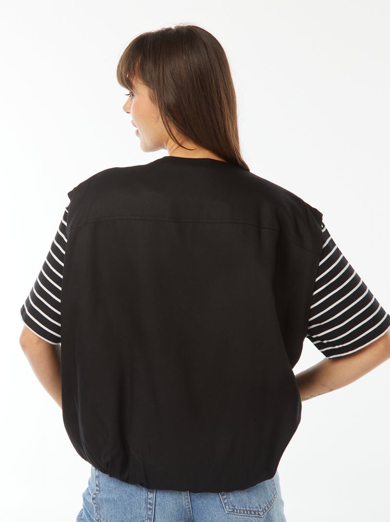 Chaleco satinado con cremallera negro - Kiabi