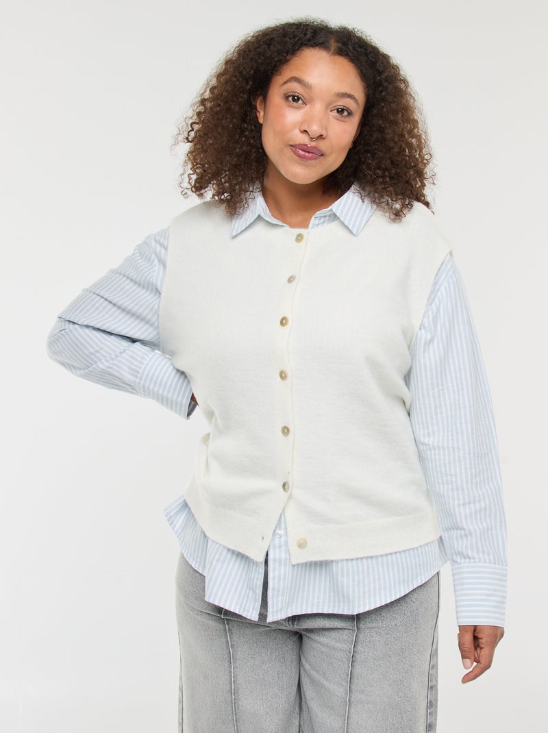 Chaleco sin mangas abotonado Beige - Kiabi