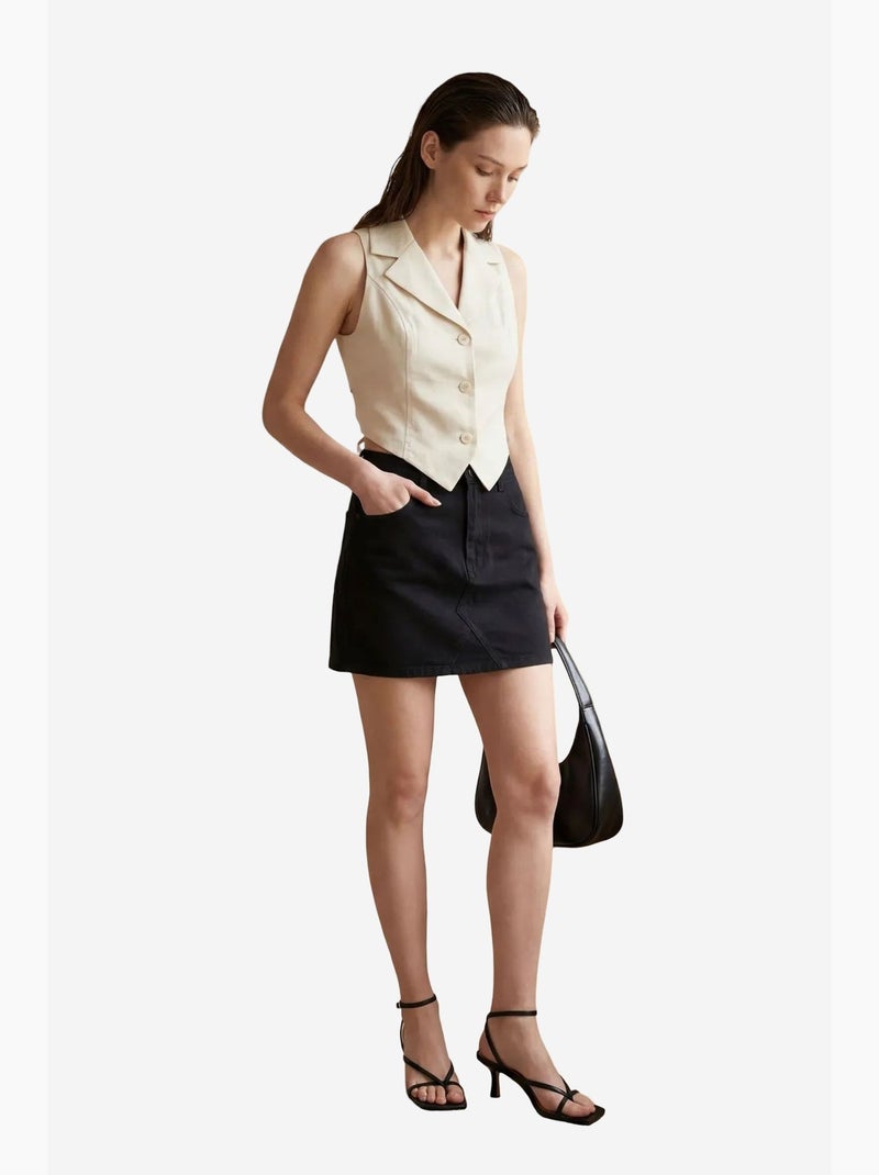 Chaleco sin mangas abotonado con cuello de chaqueta my fashion Crema - Kiabi