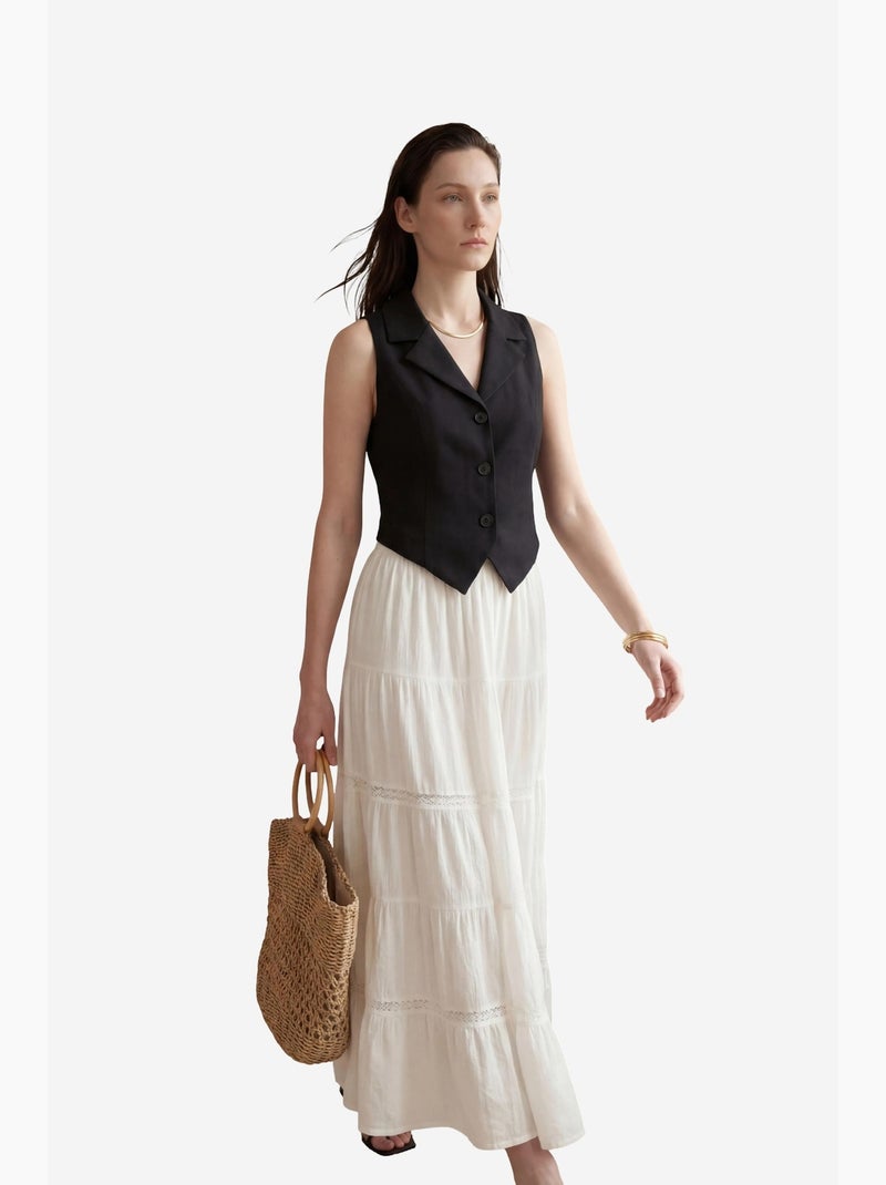 Chaleco sin mangas abotonado con cuello de chaqueta my fashion Negro - Kiabi