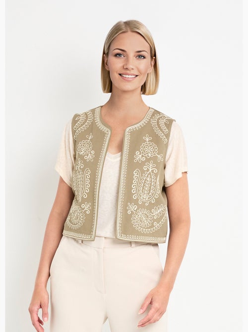 Chaleco sin mangas bordado estilo escandinavo - AFIBEL - Kiabi