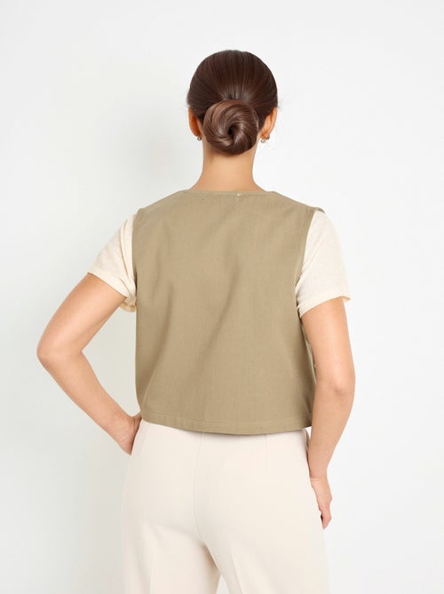 Chaleco sin mangas bordado estilo escandinavo - AFIBEL - Kiabi