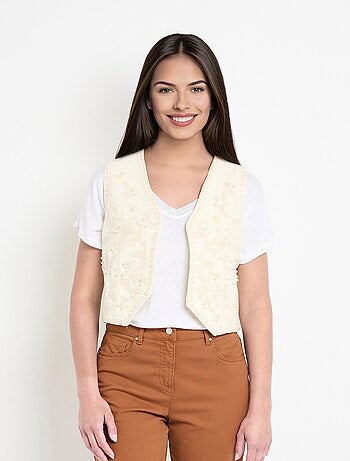 Chaleco sin mangas con bordados y perlas - AFIBEL