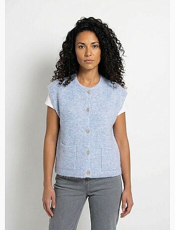 Chaleco sin mangas con botones dorados y punto bouclé - Afibel