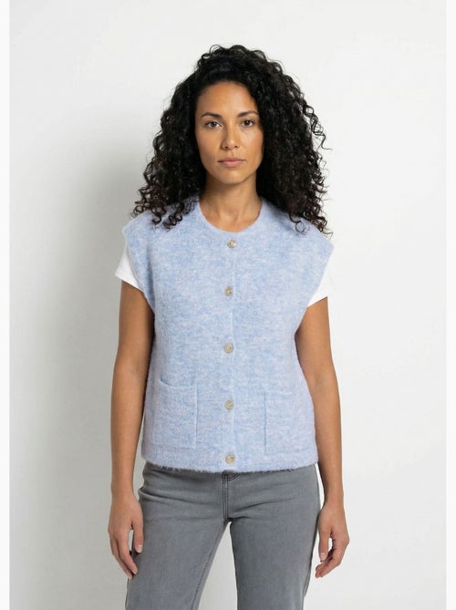 Chaleco sin mangas con botones dorados y punto bouclé - Afibel - Kiabi