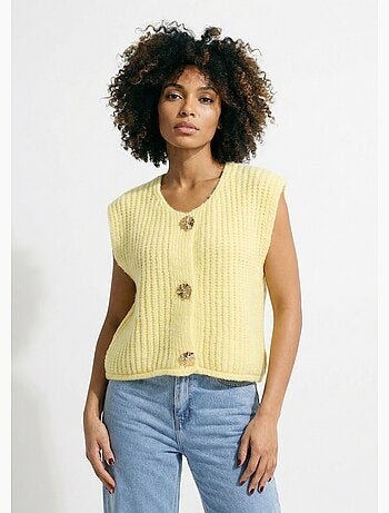 Chaleco sin mangas con botones joya - AFIBEL