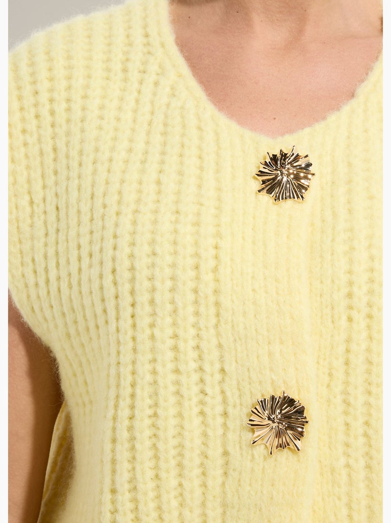 Chaleco sin mangas con botones joya - AFIBEL Amarillo - Kiabi