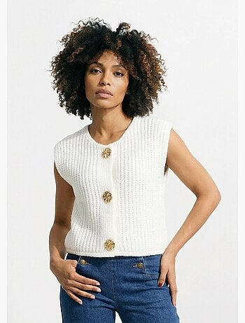 Chaleco sin mangas con botones joya - AFIBEL