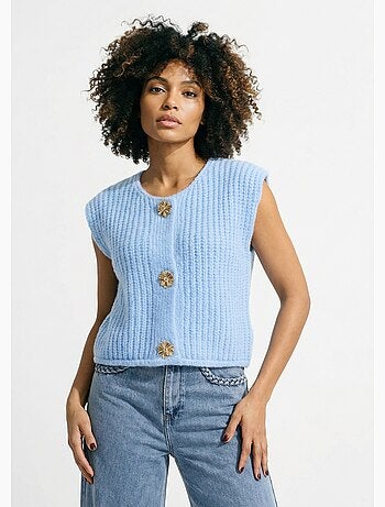 Chaleco sin mangas con botones joya - AFIBEL