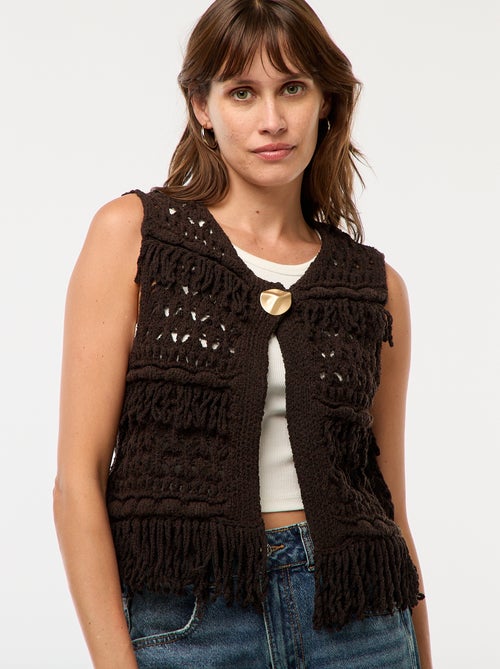 Chaleco sin mangas con flecos - Kiabi