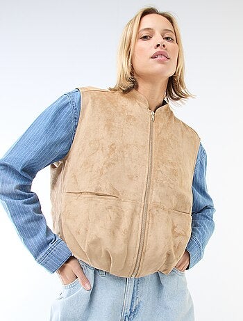 Chaleco sin mangas de ante sintético