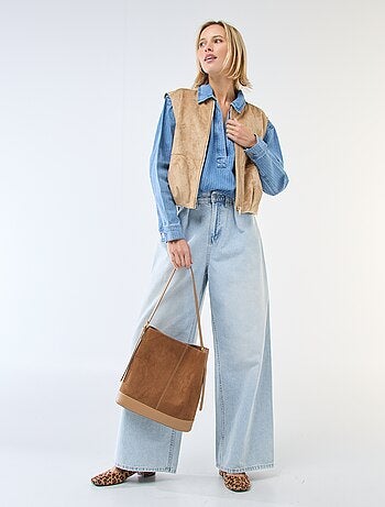 Chaleco sin mangas de ante sintético