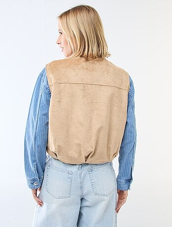 Chaleco sin mangas de ante sintético