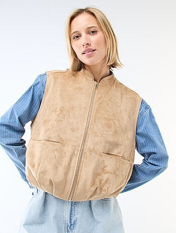 Chaleco sin mangas de ante sintético