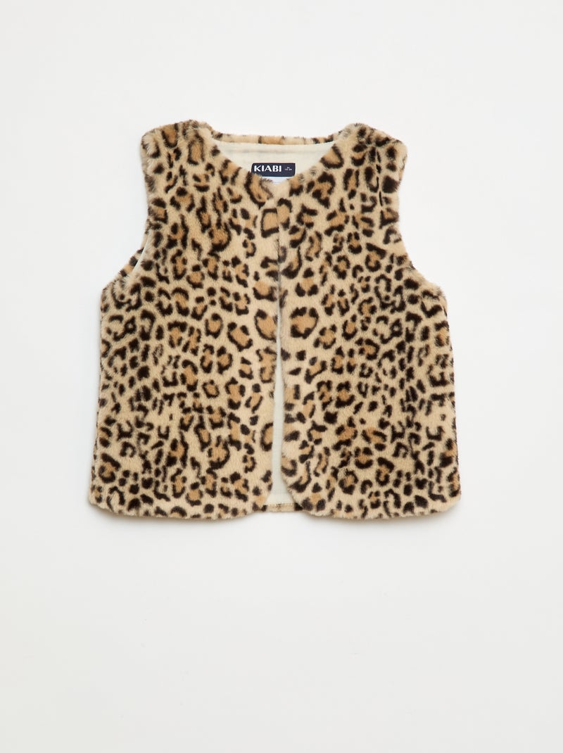 Chaleco sin mangas de imitación de piel Beige Niña